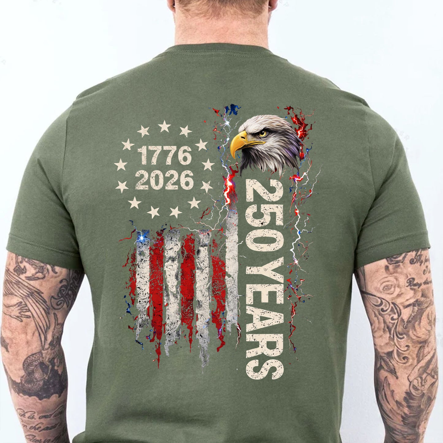 250 Years Patriotic Eagle Back Shirt, 1776-2026 US Flag T-Shirt, 4th of July Independence Day Gift Tee 684749