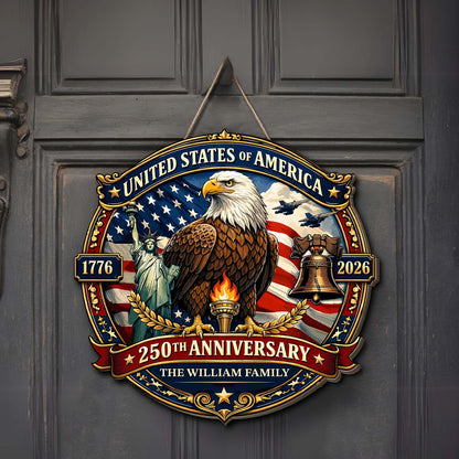 Personalized USA 1776–2026 250 Years Anniversary Wooden Sign | Patriotic Eagle Liberty Wood Sign 684543