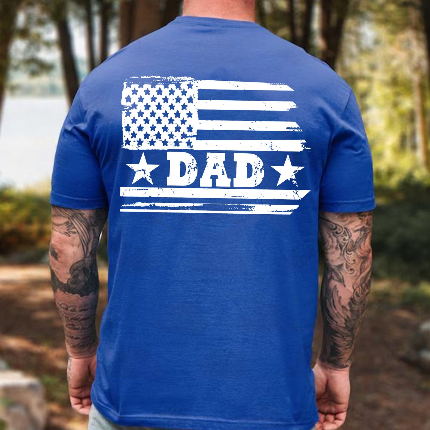 Personalized USA 250 Years Backside Shirt, Custom Name Patriotic Flag Dark Tee, 4th of July T-Shirt 684942