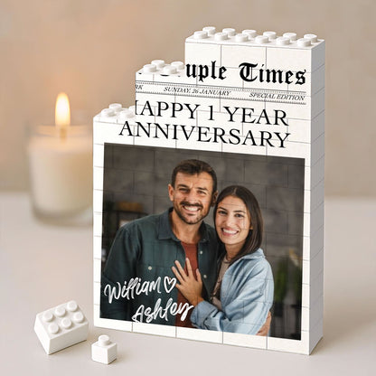Custom Photo Couple Building Brick Blocks, Personalized Anniversary Keepsake, Gift for Couple 685968