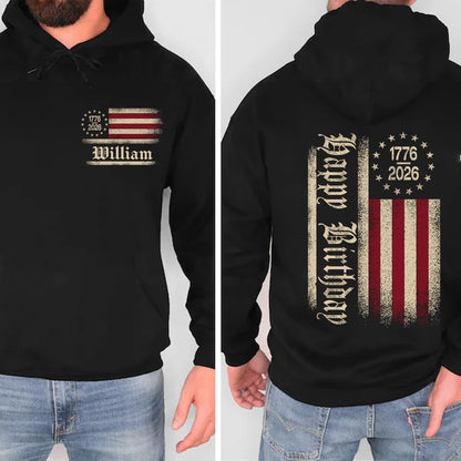 Custom USA 250 Years Anniversary Dark Shirt | Personalized America 1776–2026 Pocket & Back Shirt 684561