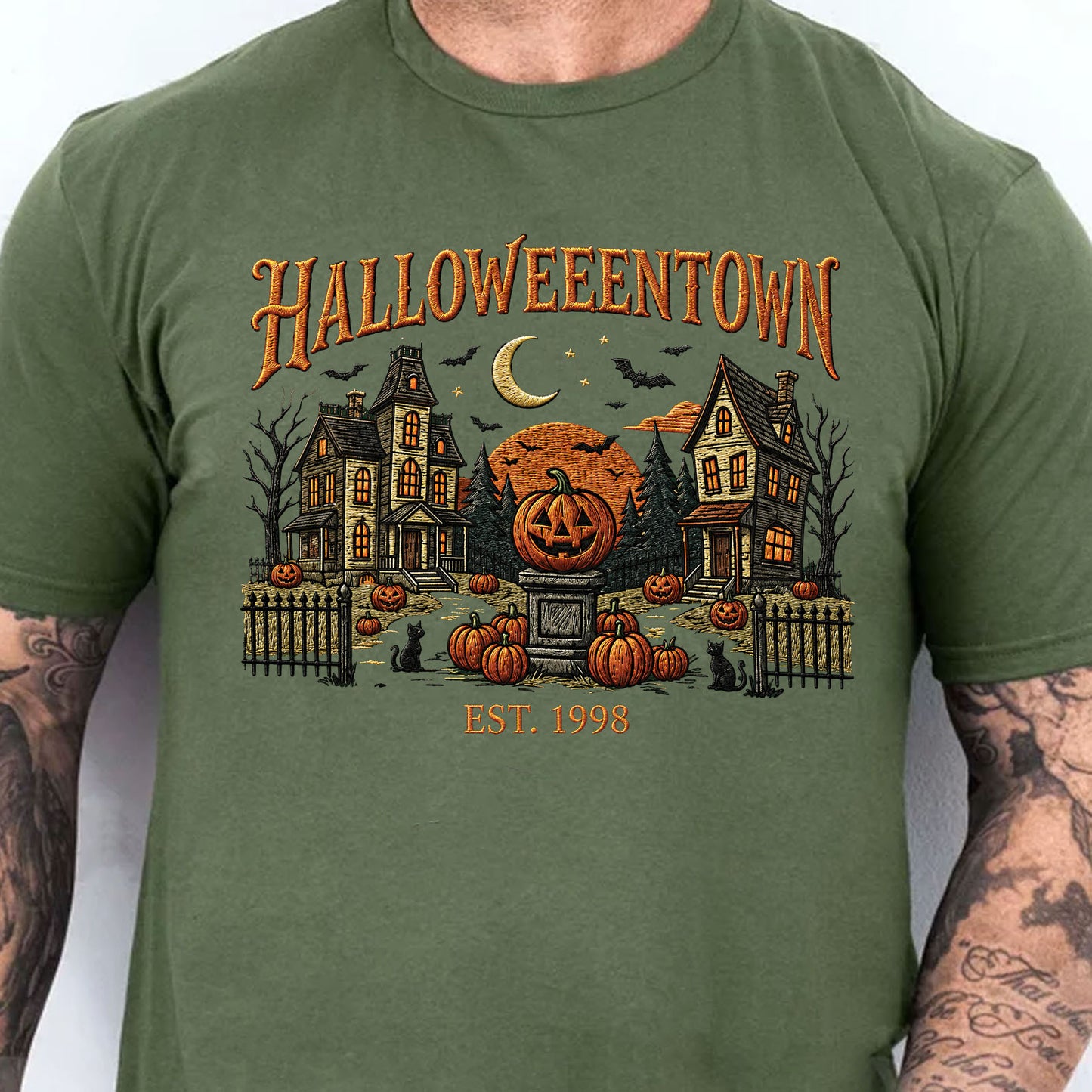 Halloweentown Dark Sweatshirt, Vintage Spooky Village Shirt, Retro Haunted House Pumpkin Fall Tee 685623