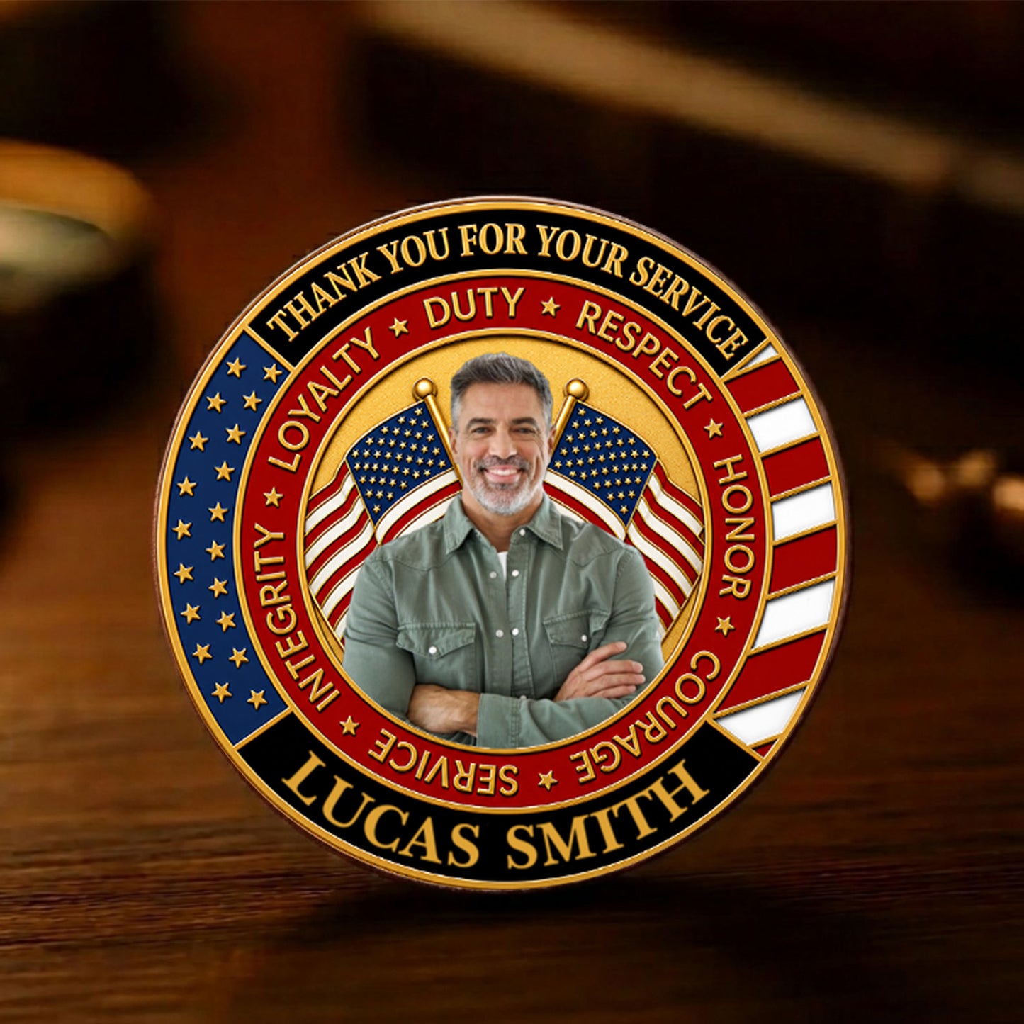 Personalized Thank You for Your Service Coin, Custom Patriotic 250 Years USA Commemorative Gift 685016