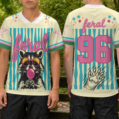 Personalized Feral Raccoon Football Jersey, Custom Striped Game Day Shirt, Funny Animal Fan Gift 685677