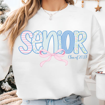Personalized Senior Shirt, Senior 2027 Bright Tee, Custom Graduation Year, Floral Bow Class of 2027 Gift 685653