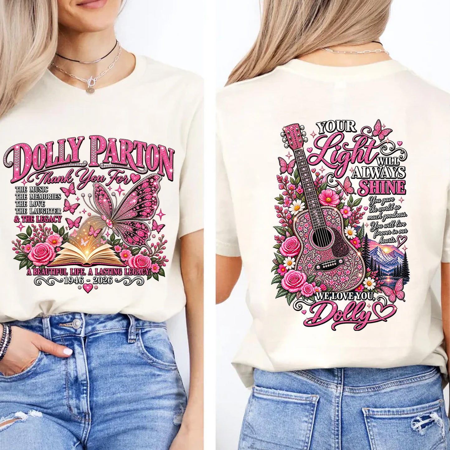 Dolly Parton Memorial Front & Back Shirt, 1946–2026 Country Music Tribute Bright Shirt 686046