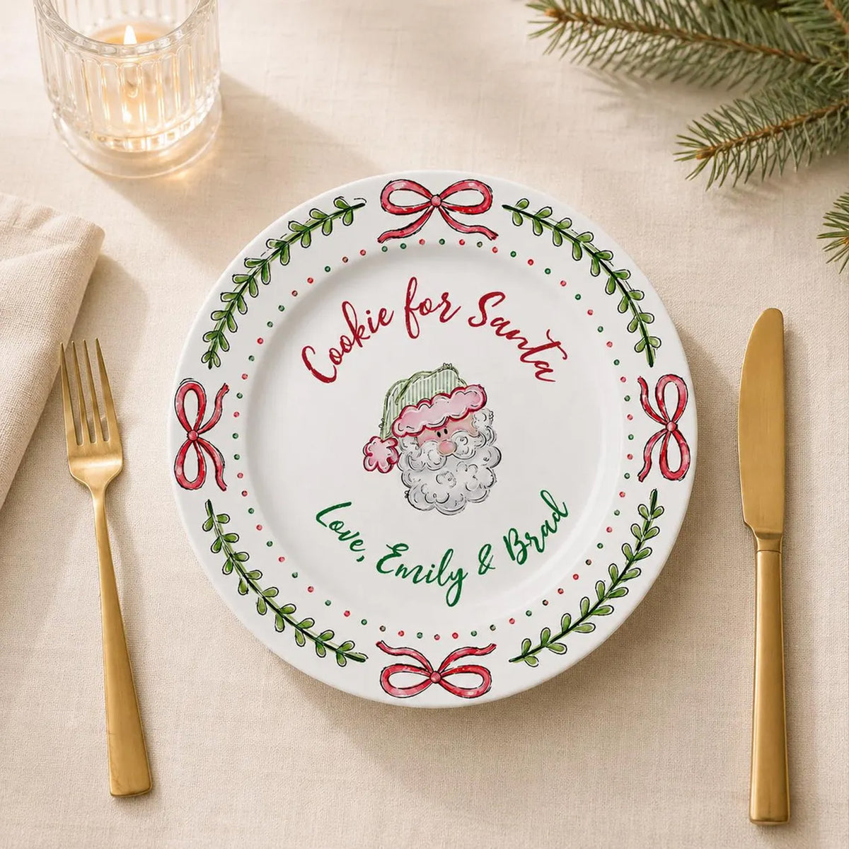 Personalized Cookies for Santa Ceramic Plate, Custom Names Christmas Eve Cookie Tray, Holiday Gift 686784 WFD