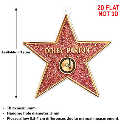 Dolly Parton Pink Glitter Star Acrylic Ornament, Country Music Christmas Ornament, Dolly Fan Gift 686177