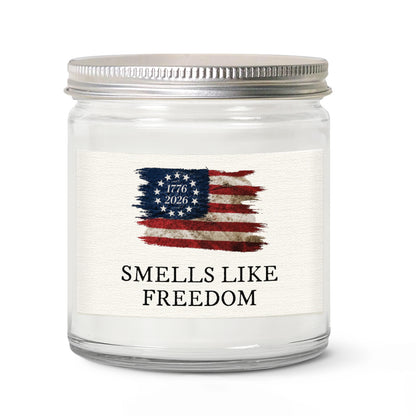 Smells Like Freedom Candle, 250 Years American Flag Patriotic Scented Candle, 4th of July Gift 685188
