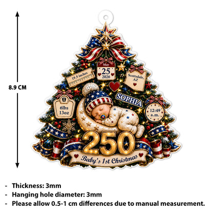 Personalized Baby's 1st Christmas USA 250th Anniversary Acrylic Ornament, Newborn Keepsake Gift 685953