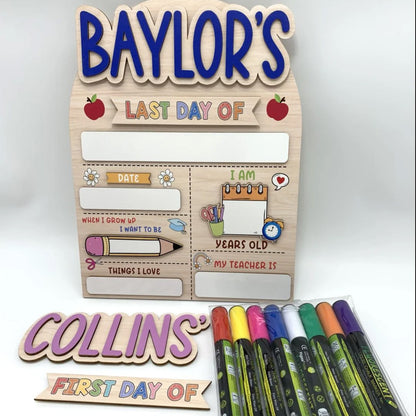 Personalized First & Last Day of School Sign, Custom Wooden School Board, Kindergarten First Day School Sign 685369