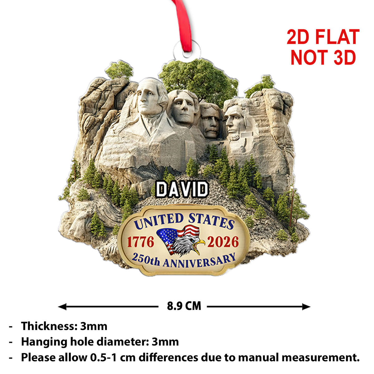 Personalized 250 Years Mount Rushmore Acrylic Ornament | Custom Name USA 250th Christmas Ornament 683543