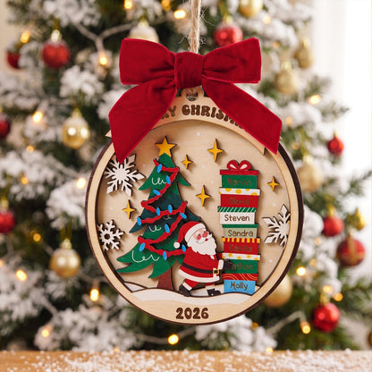 Personalized Family Christmas 2 Layered Wooden Ornament, Custom Names Family Christmas Tree Ornament 686620 WFD