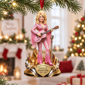 Dolly Parton Memorial 3D Relief White Acrylic Ornament, In Loving Memory 1946-2026 Christmas Ornament 686303
