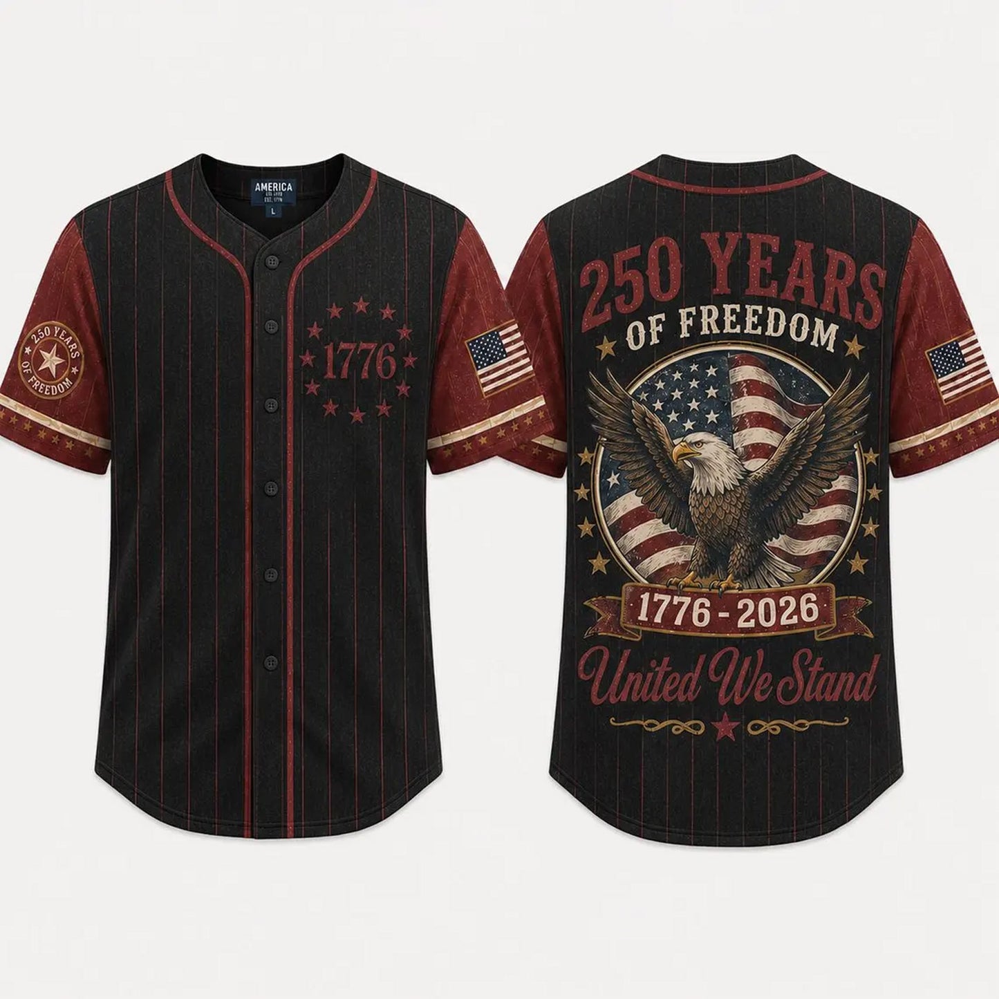 USA 250 Years Anniversary Baseball Jersey Shirt, 1776-2026 Patriotic Freedom Shirt, 4th of July Gift 685402 WFD