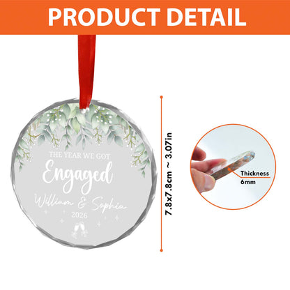 Personalized Engagement Glass Ornament, The Year We Got Engaged 2026 Ornament, Christmas Gift for Couples 685901