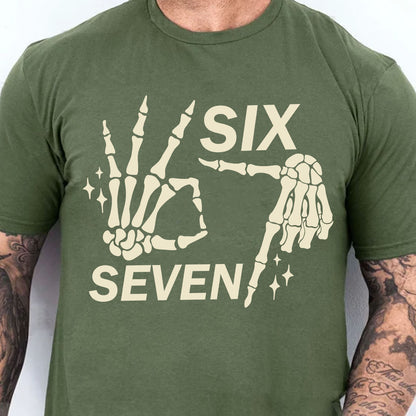 Halloween Six Seven Shirt | 6 7 Meme Skeleton Hands Halloween Shirt | Spooky Skull T-Shirt | Funny Halloween Shirt 683181