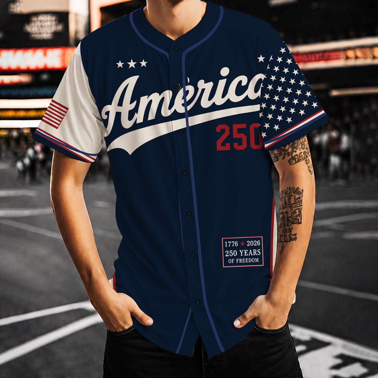 Personalized USA 250 Years Baseball Jersey Shirt, Custom Name Number Patriotic 4th of July Shirt 685170