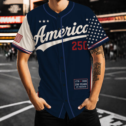 Personalized USA 250 Years Baseball Jersey Shirt, Custom Name Number Patriotic 4th of July Shirt 685170