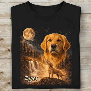 Custom Photo Golden Retriever Howling at the Moon Shirt | Vintage Dog Graphic Tee | Gift for Dog Lovers 684460