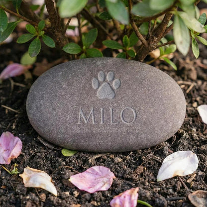 Personalized Pet Memorial Stone, Engraved Dog Cat Paw Print Stone, Custom Pet Loss Keepsake Gift 685707 WFD