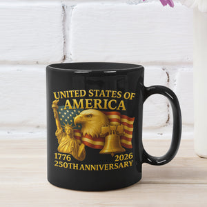 250 Years Anniversary Mug | Happy 250th Birthday 1776–2026 Black Mug 683041