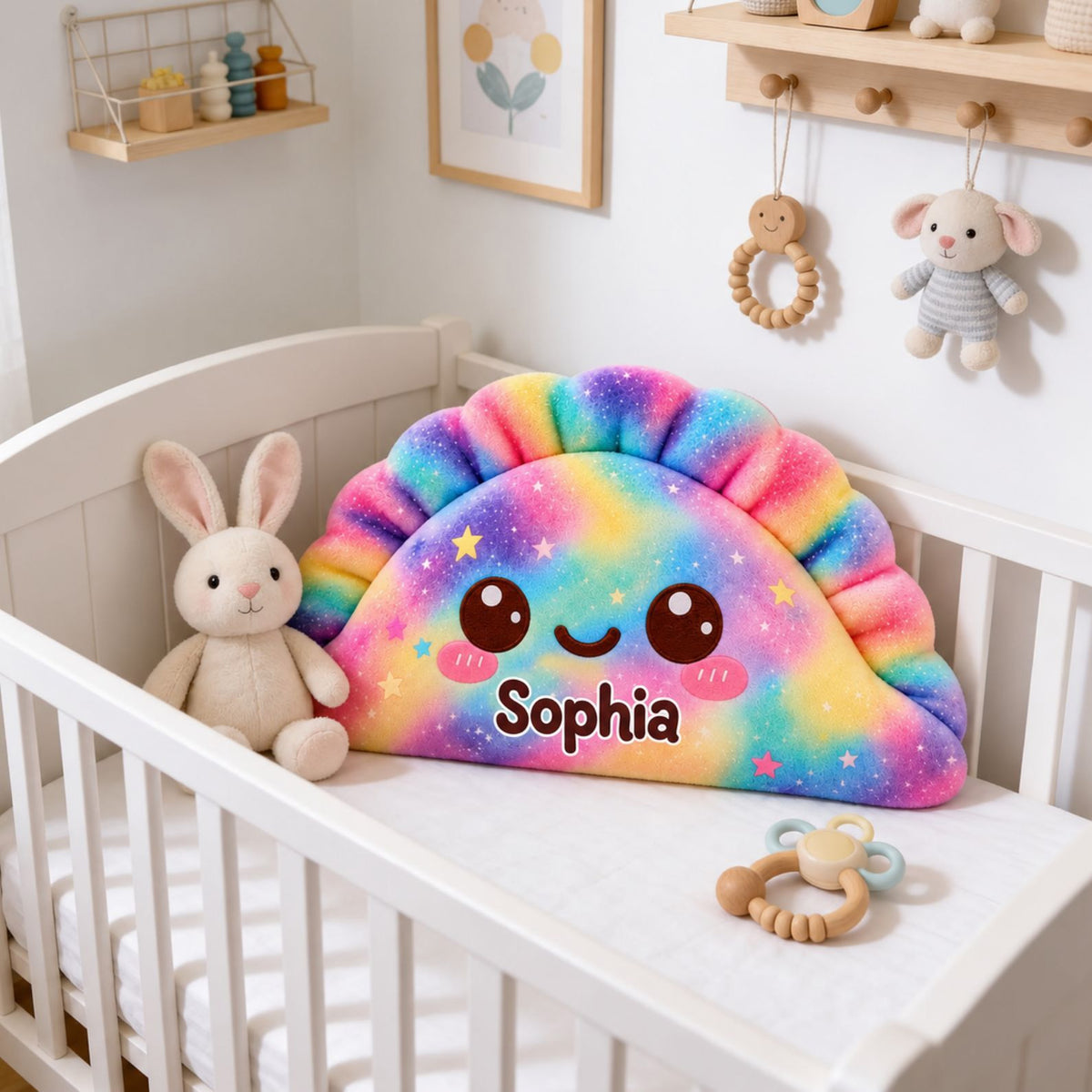 Personalized Rainbow Starry Dumpling Pillow, Custom Name Cute Plush Cushion, Kids Gift 686811 WFD