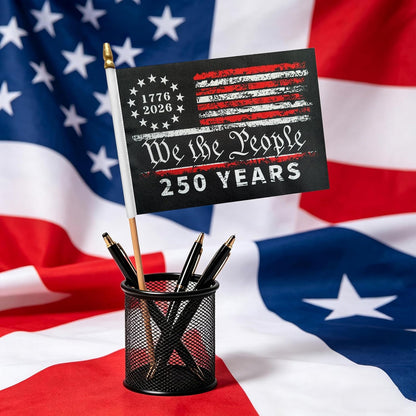 USA 250 Years Handheld Flag, Patriotic Small American Flag on Stick, We The People 1776–2026 Flag 685129