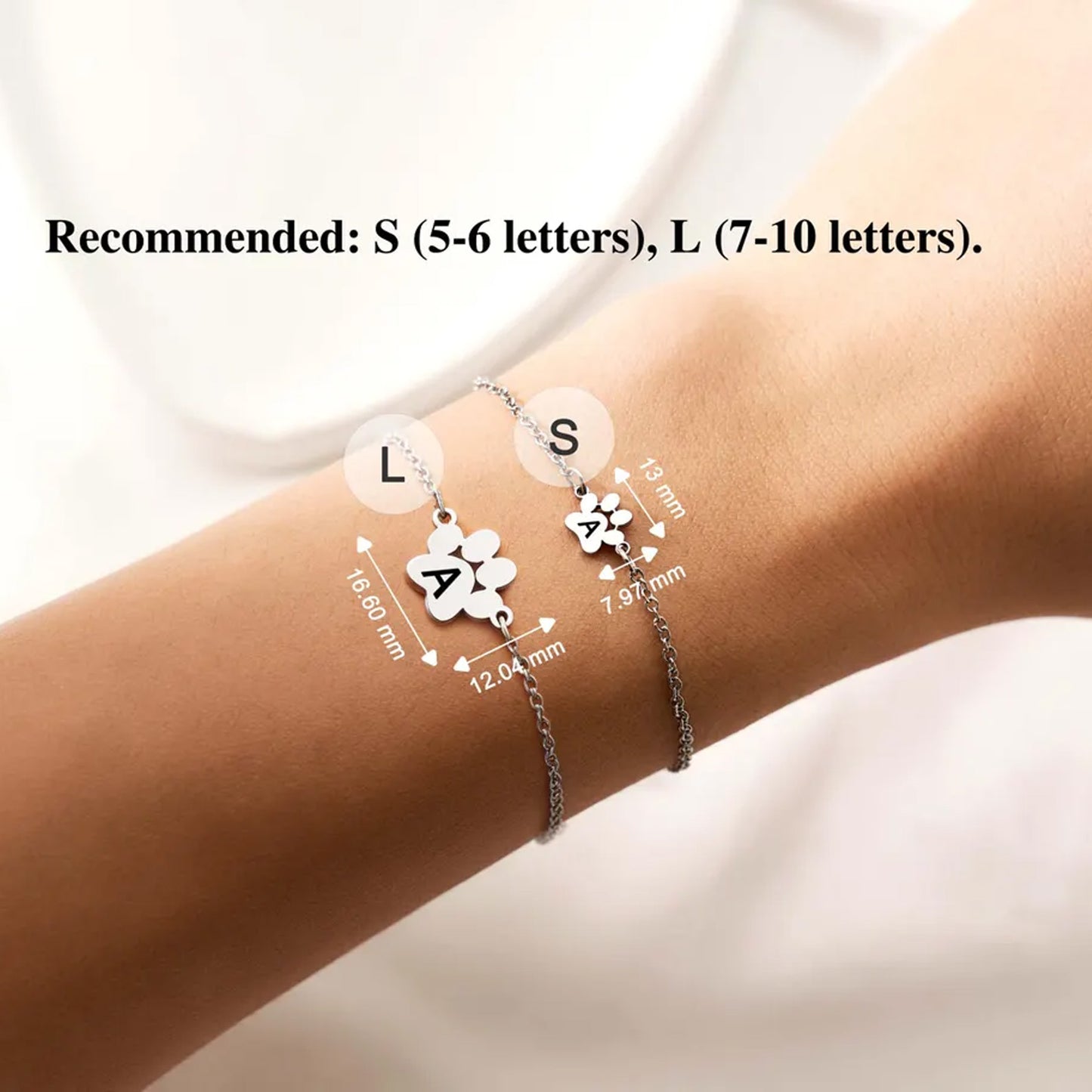 Personalized Paw Print Bracelet, Custom Pet Name Jewelry, Dog Cat Paw Bracelet, Pet Lover Gift for Women 685967 WFD