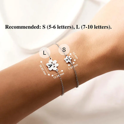 Personalized Paw Print Bracelet, Custom Pet Name Jewelry, Dog Cat Paw Bracelet, Pet Lover Gift for Women 685967 WFD