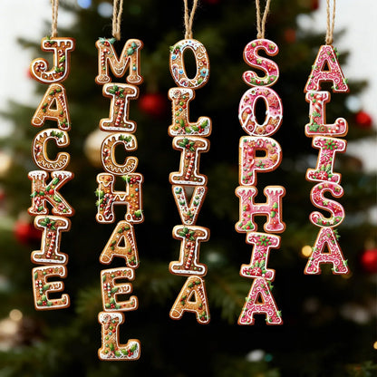 Personalized Gingerbread Name Wooden Ornament, Custom Name Initial Christmas Ornament Gift 686287 WFD