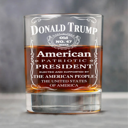 Donald Trump 47 American Patriotic Whiskey Glass | MAGA Whiskey Glass for Whiskey Lovers 684030 – GOP