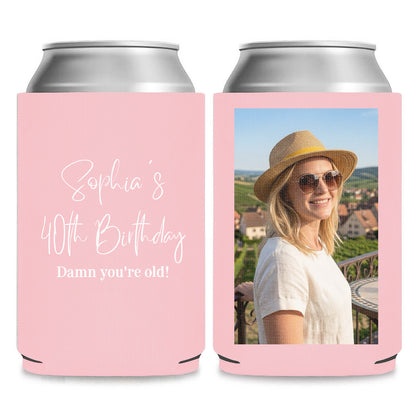 Personalized Photo Can Cooler, Custom Beer Sleeve with Photo & Text, Birthday Wedding Graduation Party Favor 685596