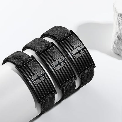 Custom American Flag Cross Nylon Bracelet For Men | Personalized Nylon Wristbands | Stocking Stuffers For Man 683876