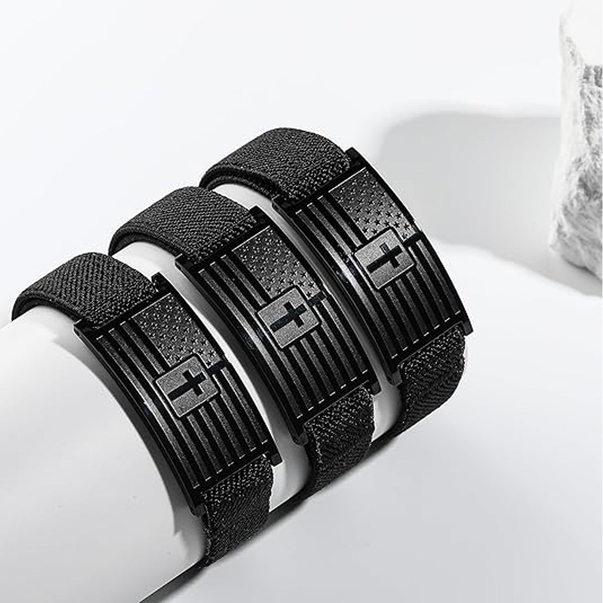 Custom American Flag Cross Nylon Bracelet For Men | Personalized Nylon Wristbands | Stocking Stuffers For Man 683876