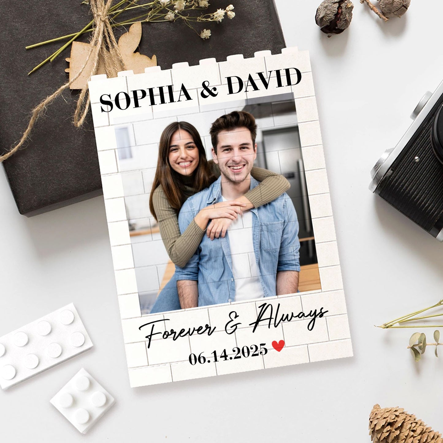 Personalized Couple Photo Building Blocks, Custom Anniversary Keepsake, Love You to Pieces Gift 685985