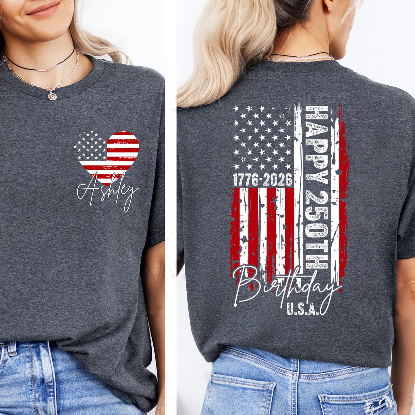 Custom USA 250 Years Anniversary Pocket & Back Shirt | 1776–2026 Independence Day Tee | 4th of July Family Shirt 684483