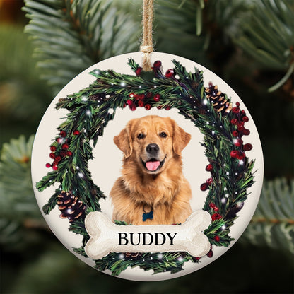 Custom Photo Dog Ceramic Ornament, Personalized Pet Name Christmas Ornament, Pet Memorial Keepsake Gift 685921