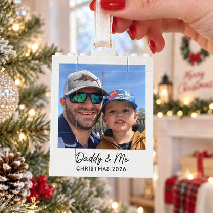 Custom Photo Family Building Block Ornament, Personalized Mom Dad Christmas Keepsake 686307