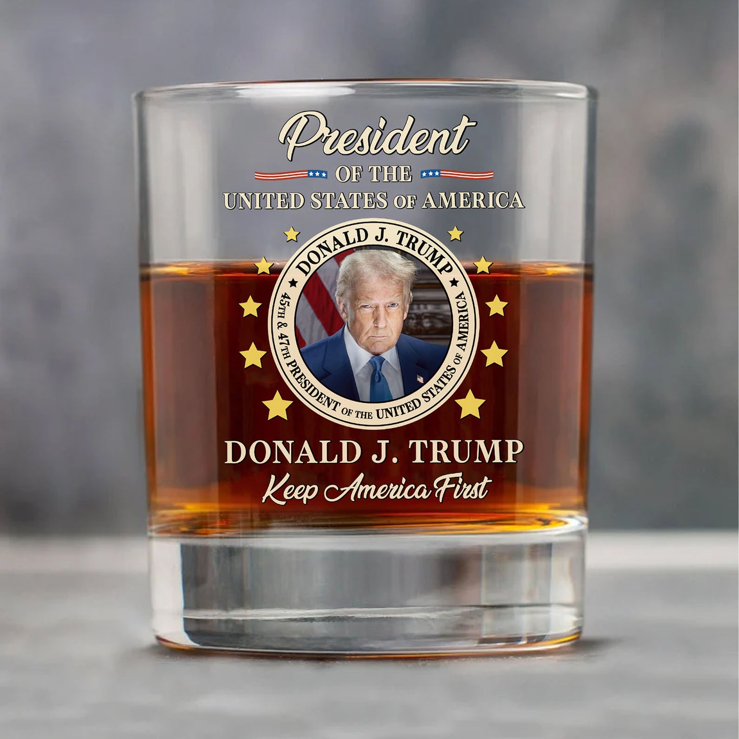 Donald Trump 45/47 Whiskey Glass | Keep America First Whiskey Glass 684089 – GOP