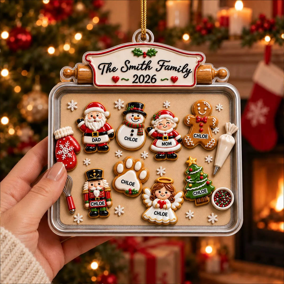 Personalized Family Cookie Tray Acrylic Ornament, Custom Names Christmas Ornament, Family Gift 2026 686938 WFD