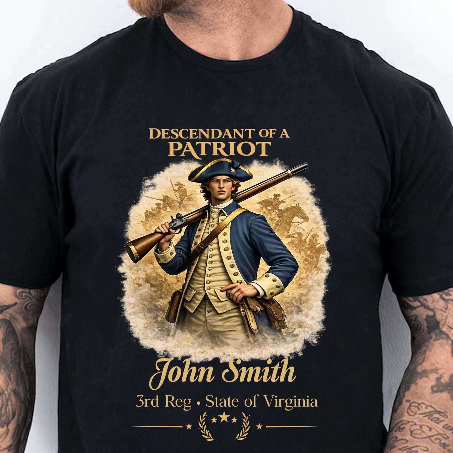Personalized Descendant of a Patriot Dark Shirt, Custom Name 250 Years 1776–2026 Patriotic Tee 684701