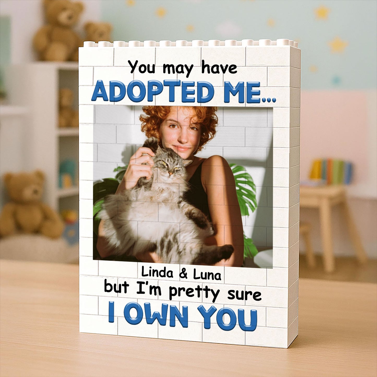 Custom Photo Cat Building Brick Blocks | You May Have Adopted Me… | Personalized Gift for Cat Lovers 684296