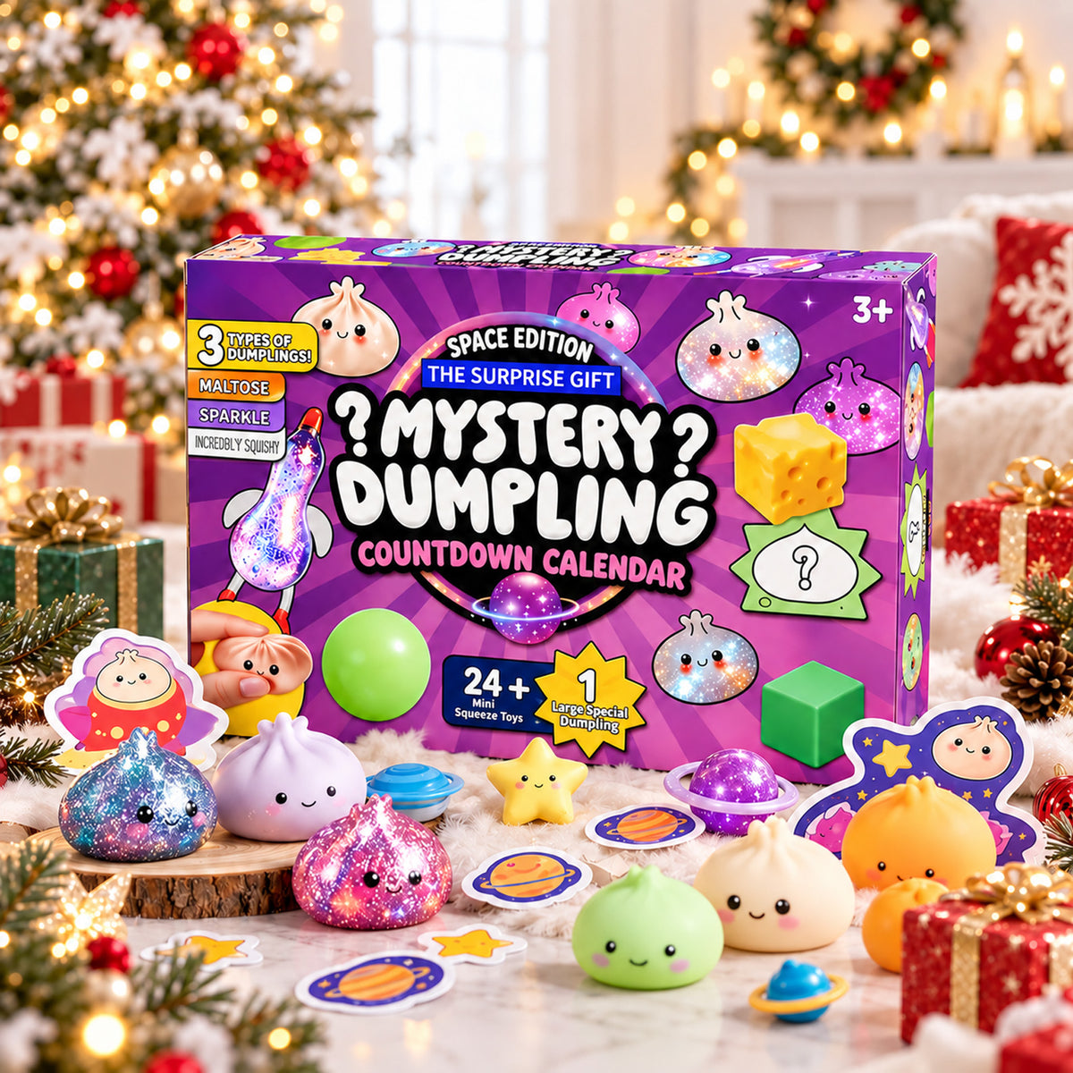 Mystery Dumpling Squishy Advent Calendar, 24 Day Christmas Countdown, Cute Squishy Toys Kids Gift 686523 WFD