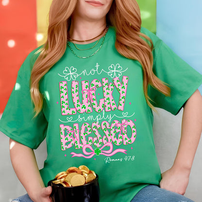 Not Lucky Simply Blessed St. Patrick’s Day Sweatshirt, Coquette Retro St. Patrick’s Day Tee, Irish Green Shirt 684199