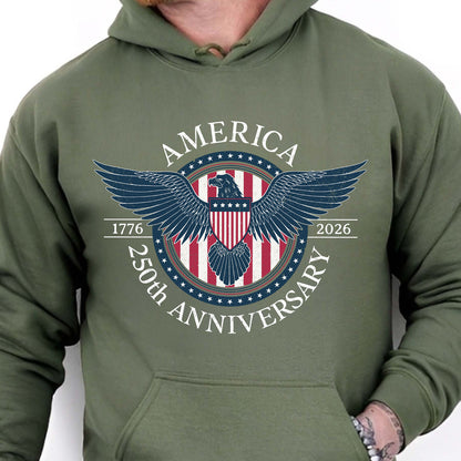 250 Years Anniversary Shirt, 1776–2026 Eagle Badge Patriotic T-Shirt, Vintage Fourth of July Shirt 684081