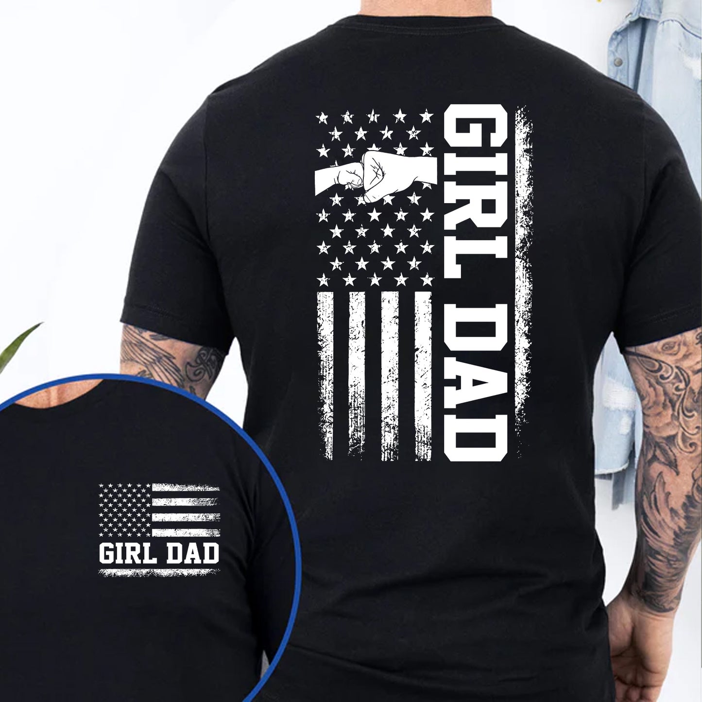 Girl Dad American Flag Pocket & Back Shirt, Cool Dad Club Graphic Tee, Trendy Dad Shirt, Father’s Day Gift For Dad 685083