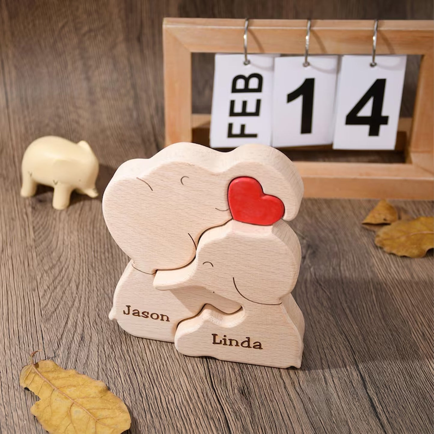 Personalized Wooden Elephant Family Puzzle | Custom Family Name Keepsake | Mother's Day Gift For Mom 684499