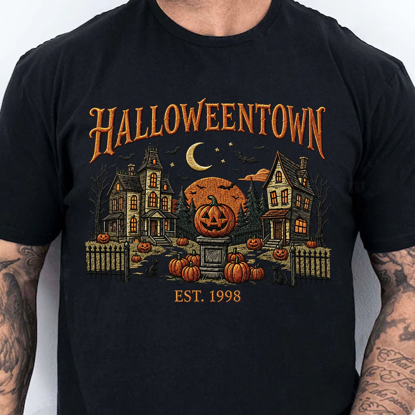 Halloweentown Dark Sweatshirt, Vintage Spooky Village Shirt, Retro Haunted House Pumpkin Fall Tee 685623