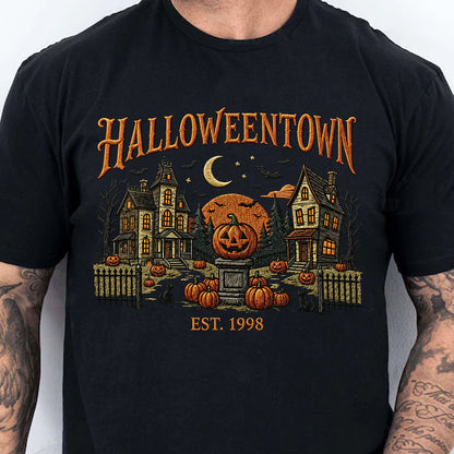 Halloweentown Dark Sweatshirt, Vintage Spooky Village Shirt, Retro Haunted House Pumpkin Fall Tee 685623